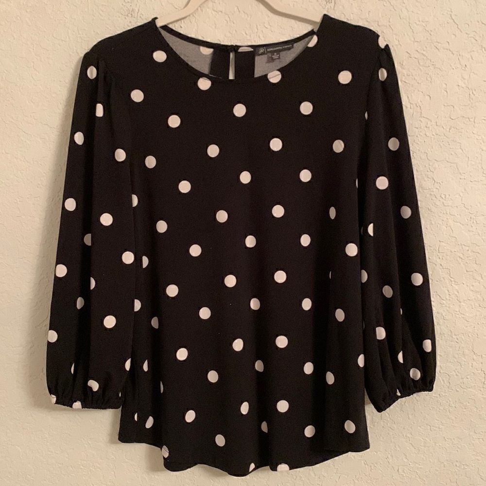 Adrianna Papell Polka Dot Blouse Size M